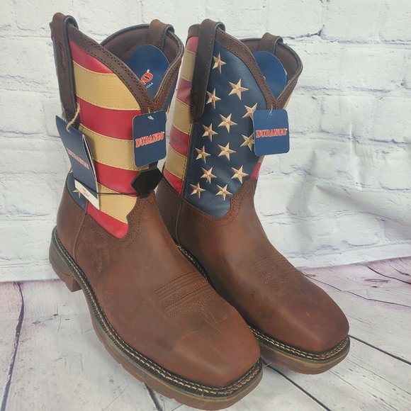 Durango Men's Size 13 W Rebel American Flag Steel Toe Western Boots